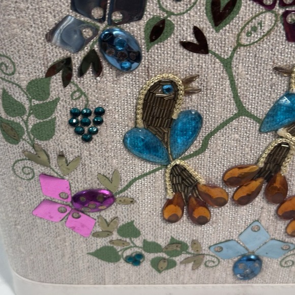Enid Collins Style Jewel Tone Purse Canvas Tote Handbag Bucket Bling! - Picture 2 of 14